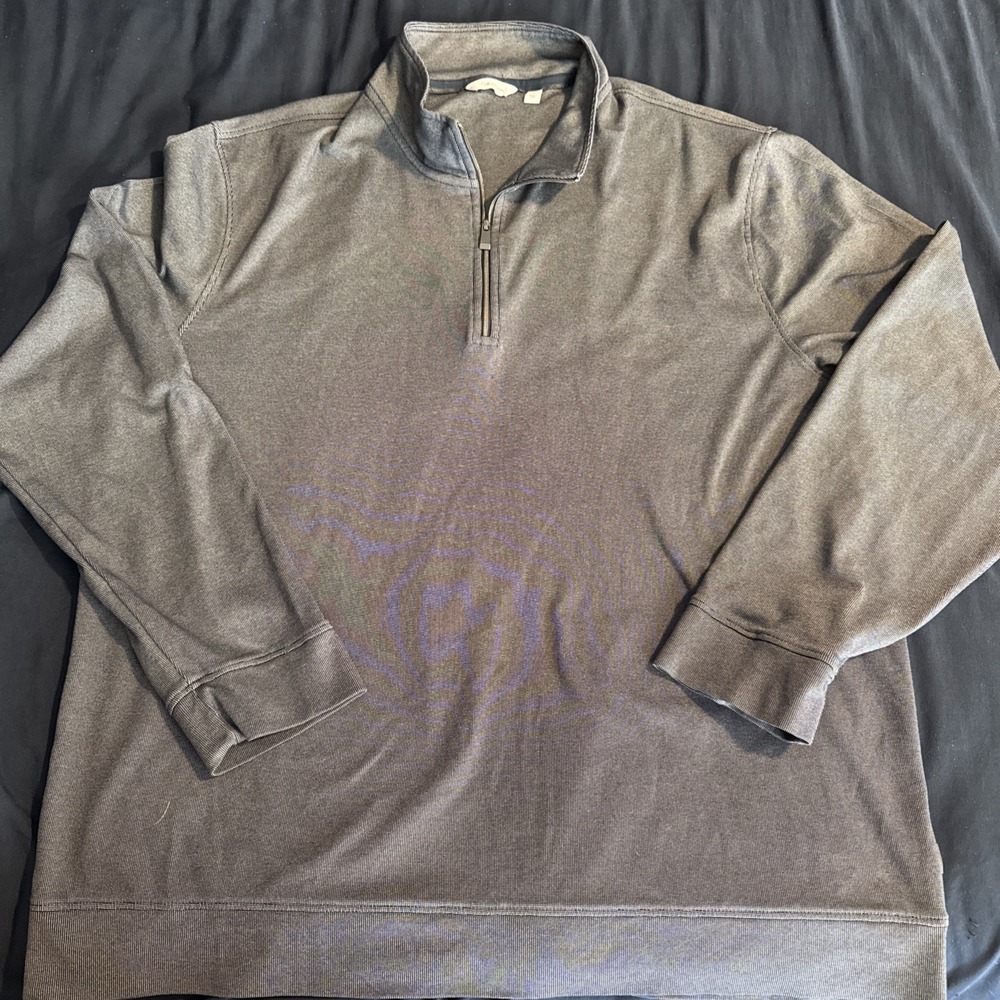 Calvin Klein Mens Medium Grey 1/4 Zip Mock Neck Cotton‎ Athletic Pullover